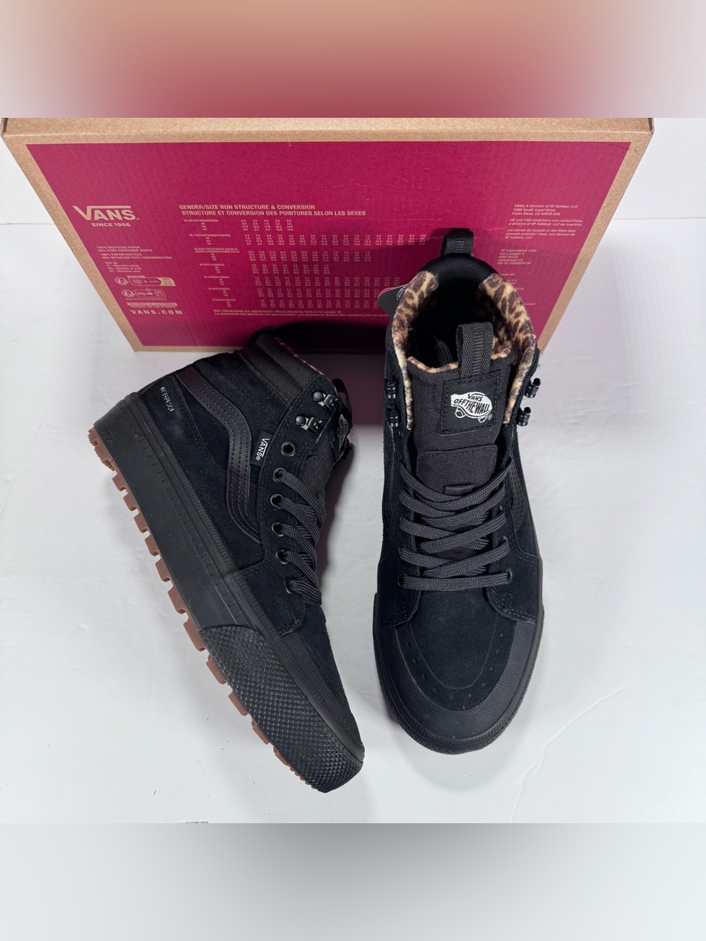 Vans MTE Sk8-Hi Waterproof Insulated Leopard Black High Top Sneakers Women 8